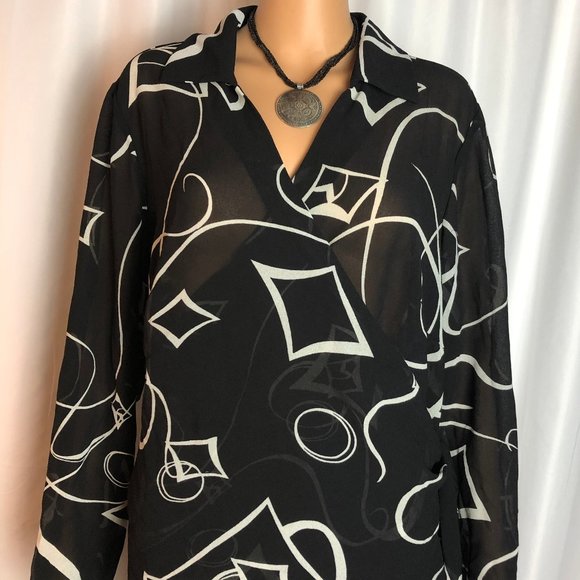 Lane Bryant Tops - Lane Bryant Black & White Sheer Top Size 18/20